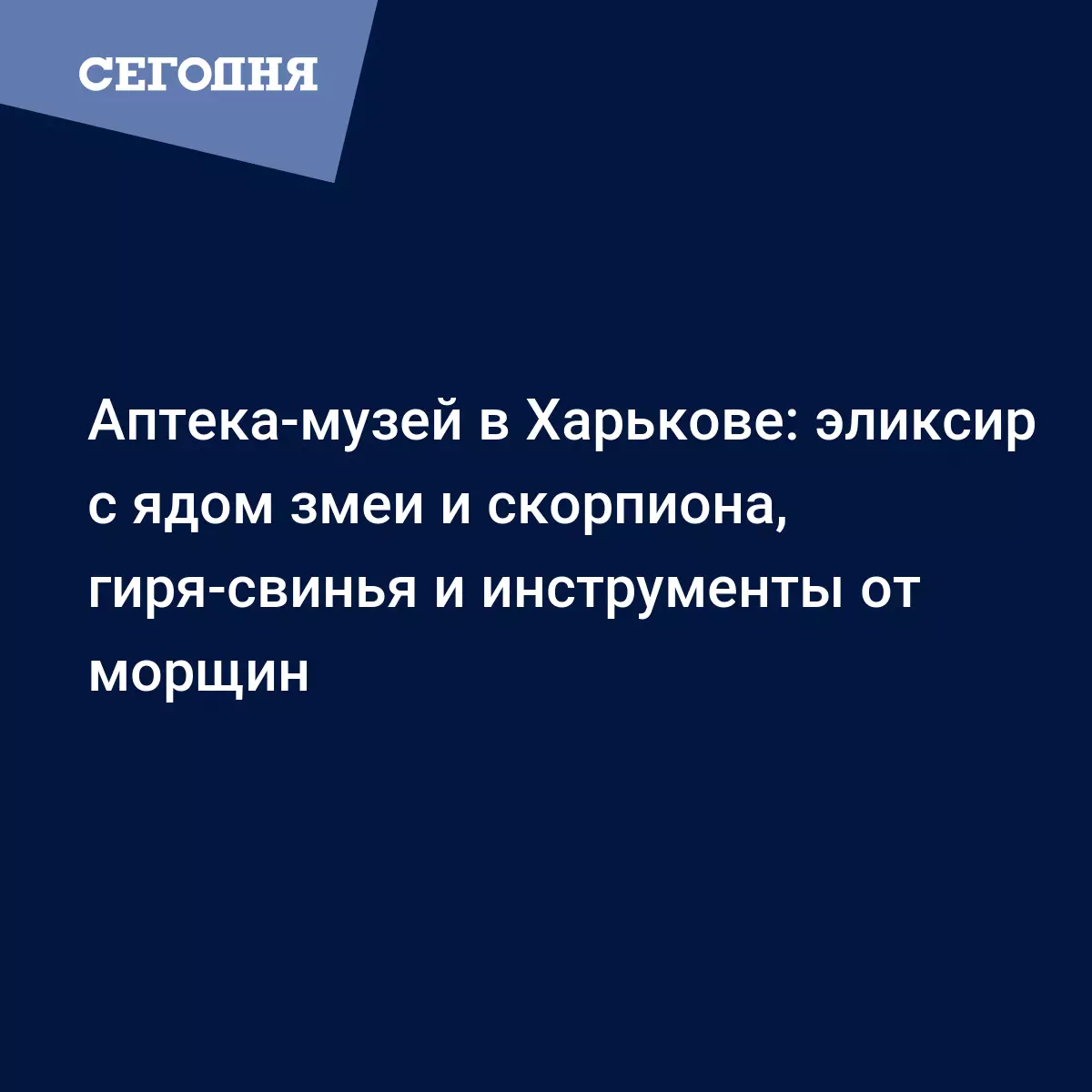 Аптека-музей в Харькове: эликсир с ядом змеи и скорпиона, гиря-свинья и  инструменты от морщин - Новости Харькова | Сегодня