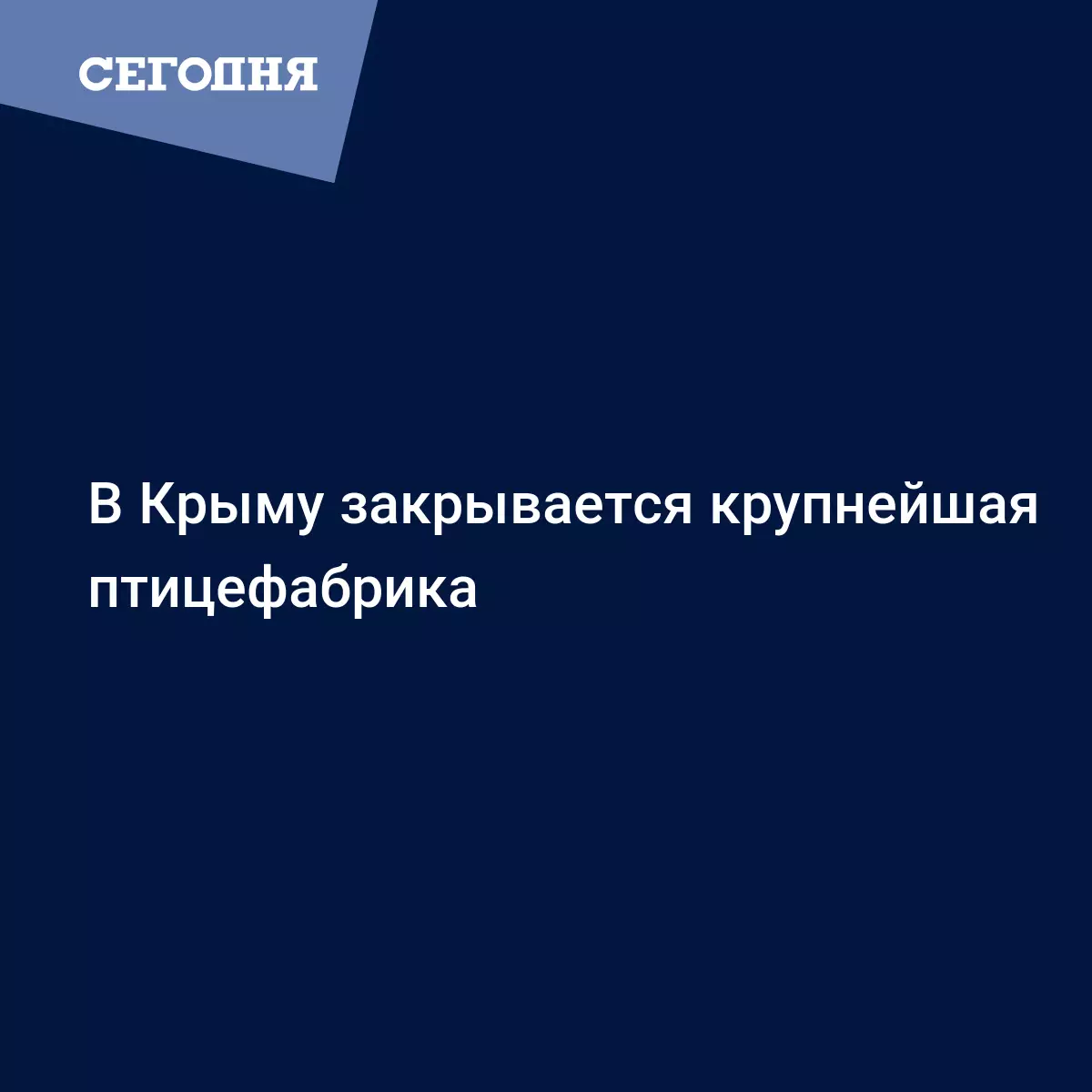 В Крыму закрывается крупнейшая птицефабрика - Новости Крыма | Сегодня