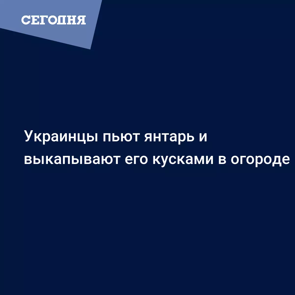 Украинцы пьют янтарь и выкапывают его кусками в огороде | Сегодня