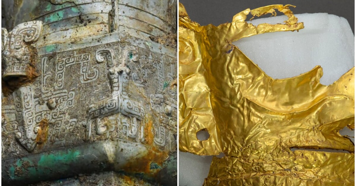 Китай находки. Древние артефакты Китая. Китайская Золотая маска. Китайские археологические находки маски. Золотые маски найденные в Китае.