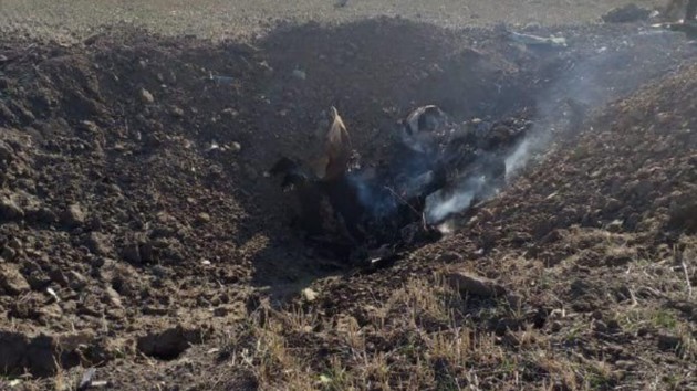 Обломки Су-25 после крушения в Ставропольском крае. Фото: Baza/Telegram