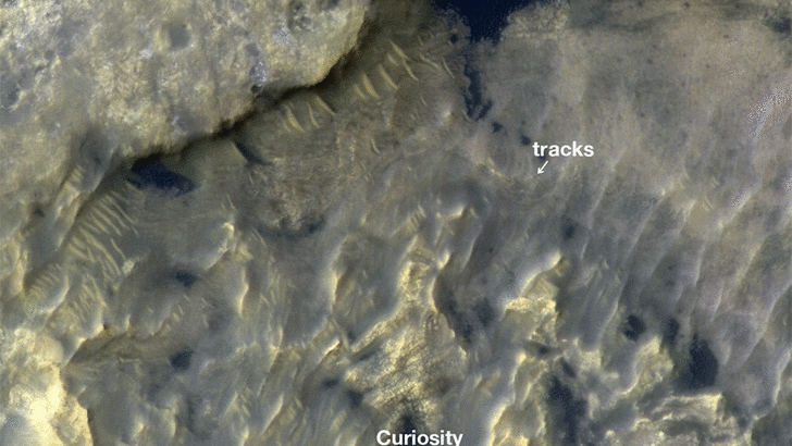 Апарат Curiosity, знятий з орбіти Марса | Фото: NASA