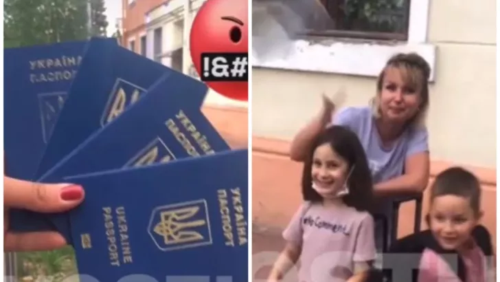 Украинка с детьми выбросила паспорт. Фото: скриншот