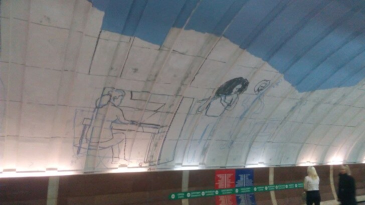 Как создавался рисунок "Музыка" на станции метро "Осокорки" | Фото: Александр Марущак