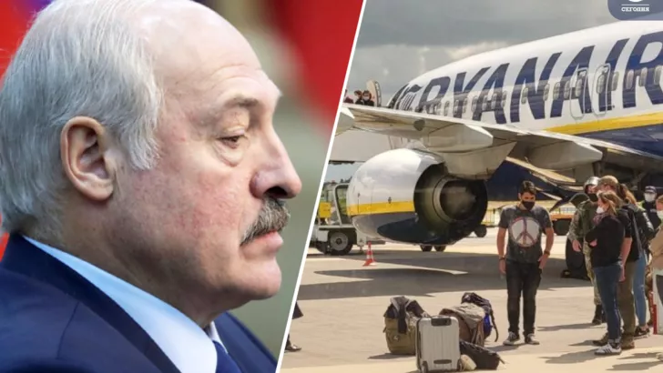 Олександр Лукашенко та літак Ryanair/колаж "Сьогодні"