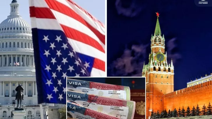 США з серпня не видаватимуть візи громадянам РФ / колаж "Сьогодні"