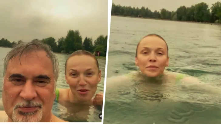 Джанабаева в купальнике и без макияжа устроила заплыв под грозой с Меладзе
