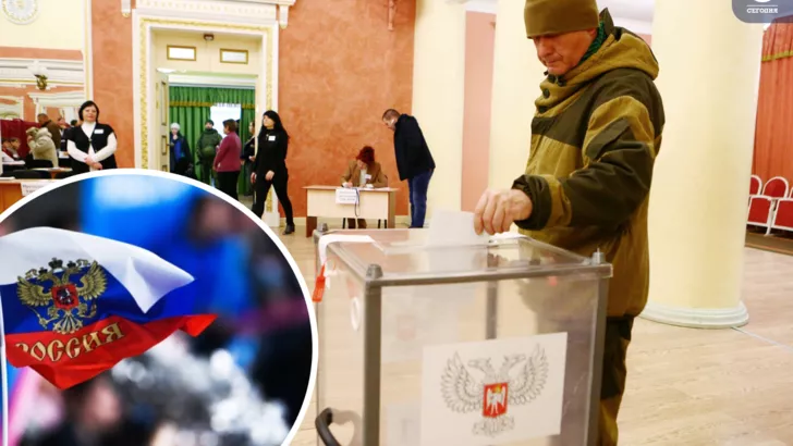 Голосування в окупованому Донецьку. Колаж "Сьогодні"