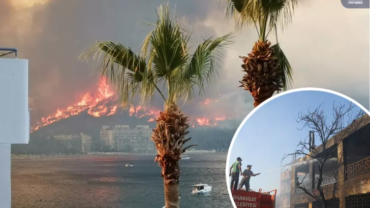 Турецкие курорты охвачены огнем. Пожарные вторые сутки пытаются справиться с лесными пожарами/Фото Твиттер, Reuters/Коллаж "Сегодня"
