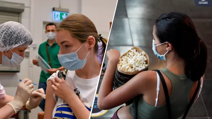 Жители Днепра, получившие две прививки, могут рассчитывать на скидки в кинотеатрах. Коллаж "Сегодня"