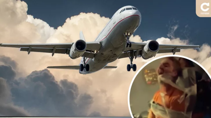 Буйный американец летел в самолете примотанным скотчем к сидению