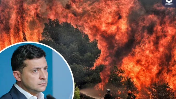 Владимир Зеленский пообещал помощь Греции в борьбе с пожарами/коллаж "Сегодня"