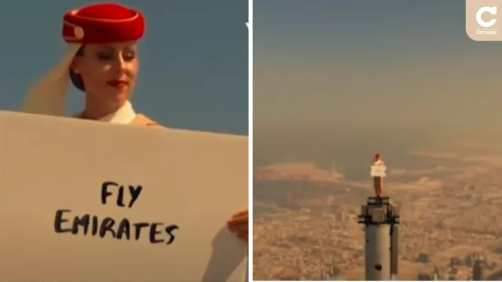 Стюардесса взобралась на шпиль самого высокого здания в мире