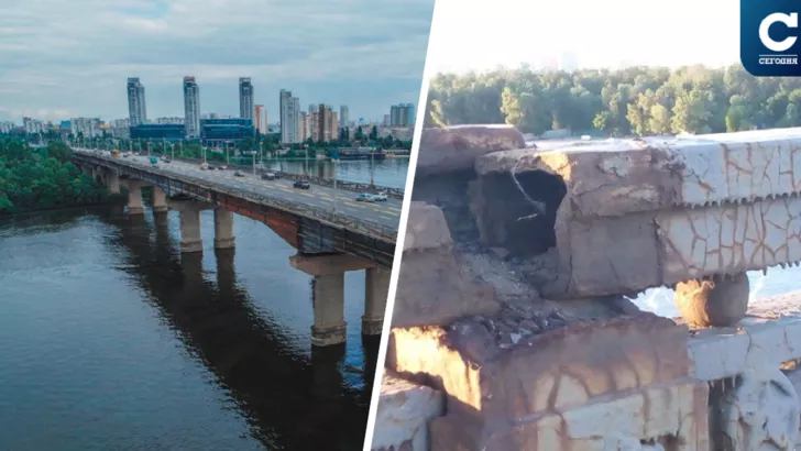 В Киеве отреставрируют, а не отремонтируют мост, поскольку сооружения имеет охранный статус и считается памятником архитектуры / Фото: коллаж "Сегодня"