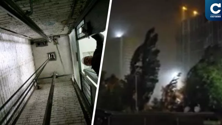 В Харькове сорвался лифт, а в Киеве была буря / коллаж "Сегодня"