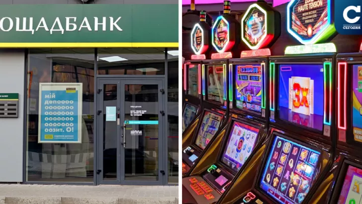 "Ощадбанку" разрешили открыть зал игровых автоматов. Коллаж "Сегодня"