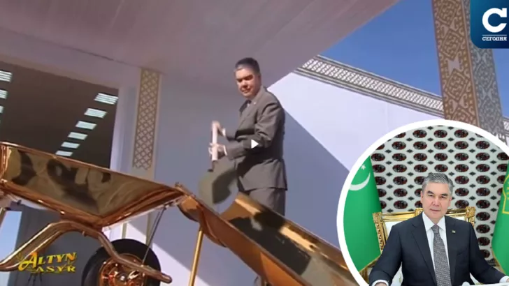 Президент Туркменистана Гурбангулы Бердымухамедов любит золото / Коллаж "Сегодня"