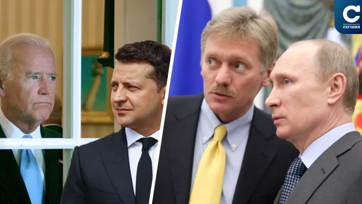 В Кремлі незадоволені высловлюваннями Байдена та Зеленського про російський газопровід. Фото: колаж "Сьогодні"