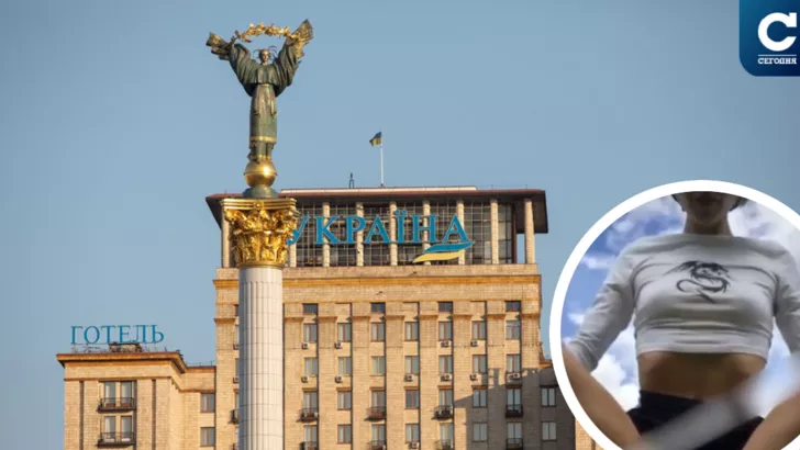 Девушка в Киеве решила "хайпонуть", поприседав на Монумент Независимости. Коллаж: "Сегодня"