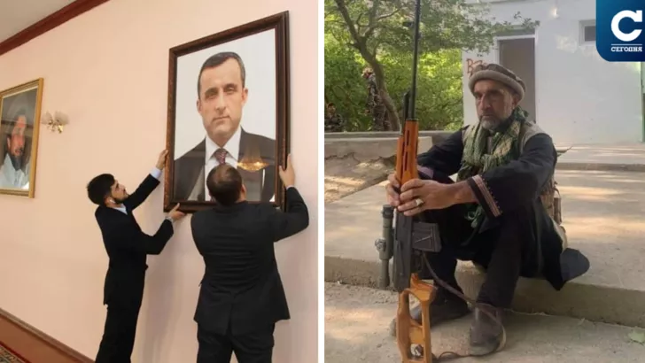 Сначала сняли портреты Амруллы Салеха, потом убили его брата Рохулла Азизи (справа) / Фото Reuters / Коллаж "Сегодня"