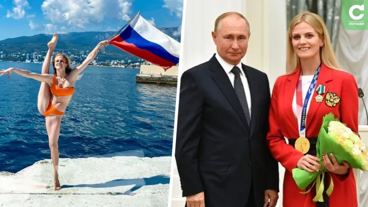 Марина Голядкина красуется с российским флагом в оккупированном Крыму