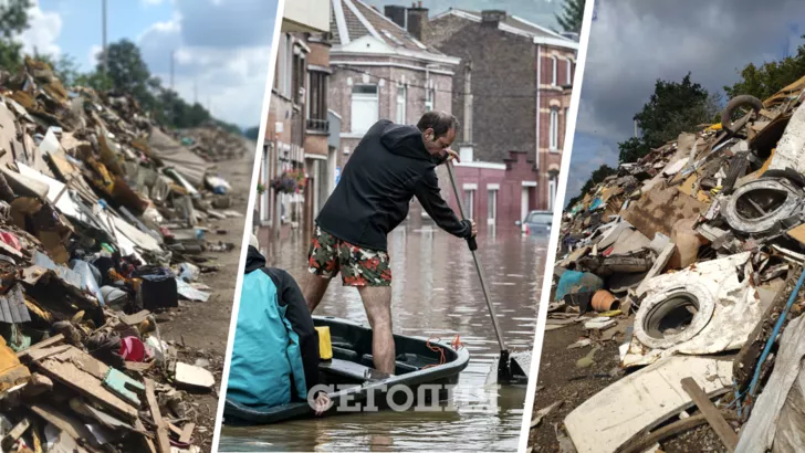 Після повені в Бельгії шосе використовують як смітник. Колаж: "Сьогодні"