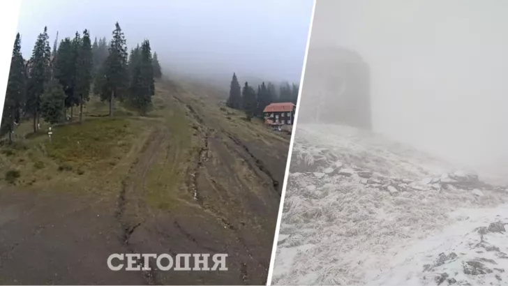 На горе Поп Иван Черногорский выпал снег. Коллаж "Сегодня"