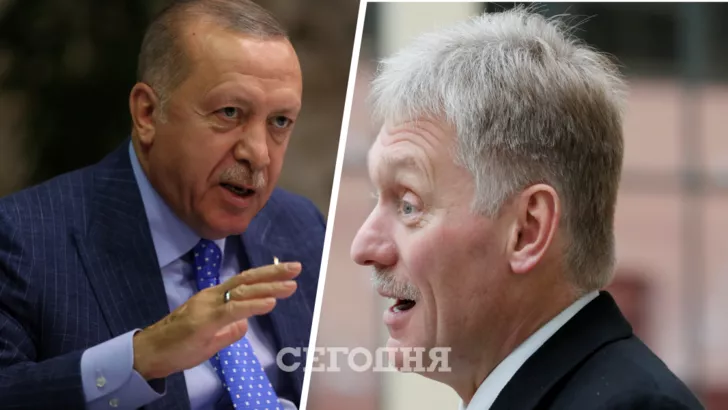 Песков (справа) возмущен поведением Эрдогана. Коллаж "Сегодня"