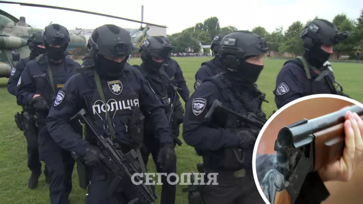 В Одесской области полицейские принимают меры для задержания мужчины, который устроил на улице села стрельбу из ружья. Коллаж: "Сегодня"