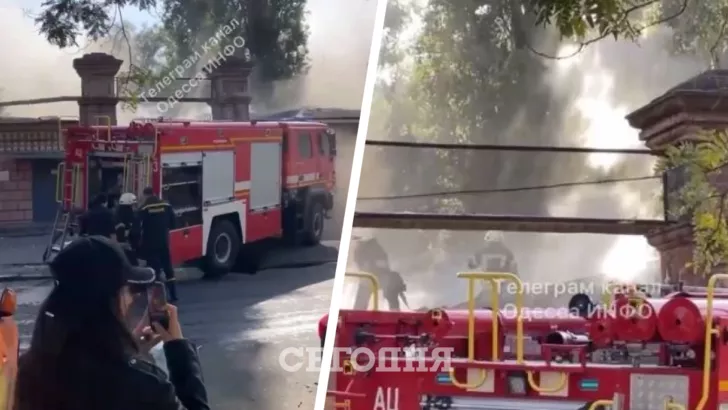 В Одесі гасять пожежу на території педагогічного університету