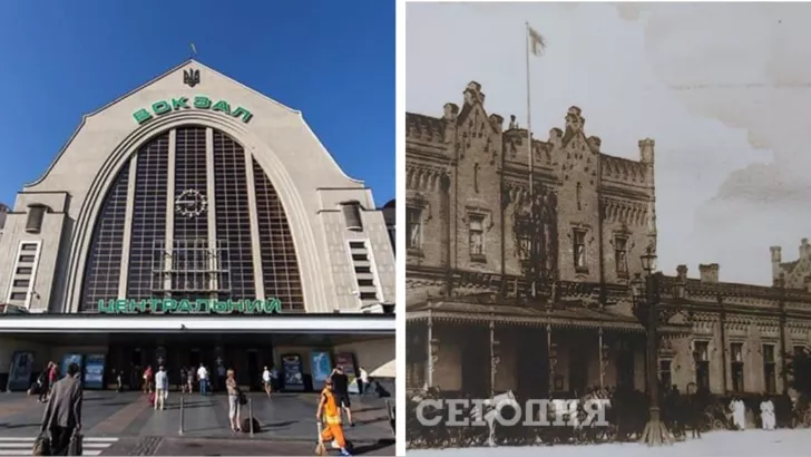 Центральный железнодорожный вокзал Киева всегда впечатлял пассажиров готическими формами/коллаж "Сегодня"