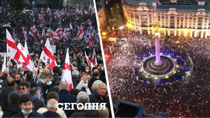Оппозиция заявляет, что такого масштабного митинга Тбилиси еще не видел / Коллаж "Сегодня"
