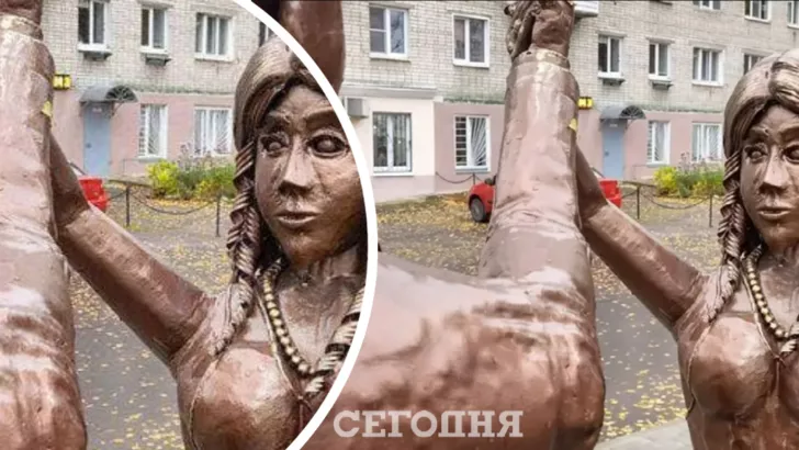 Памятник молодоженам в Нижегородской области вызвал неоднозначные эмоции у местных жителей. Коллаж "Сегодня".