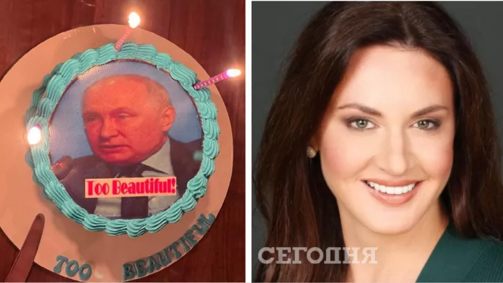 Гэмбл подарили торт с лицом Путина. Фото: коллаж "Сегодня"