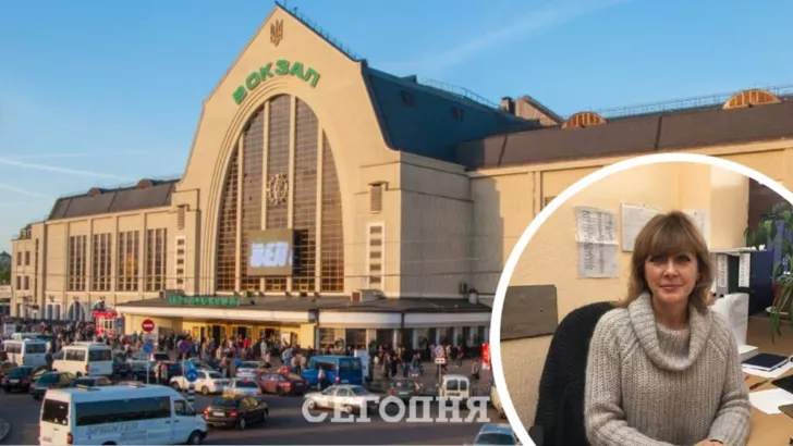 Светлан Грицкова работает билетным кассиром на Центральном железнодорожном вокзале Киева с 2015 года/ коллаж "Сегодня"