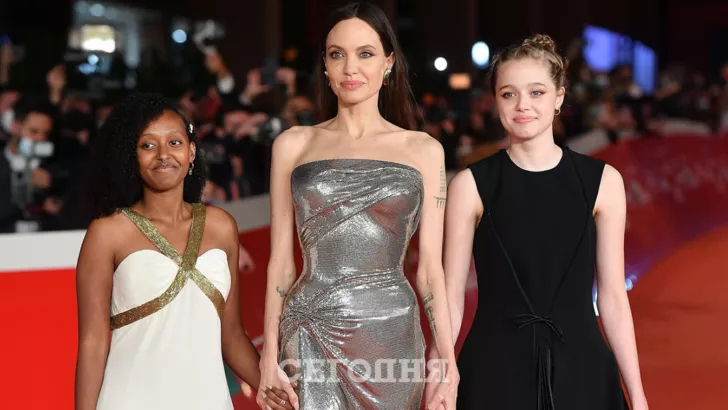 Анджеліна Джолі з дочками Захарою і Шайло на червоній доріжці Римського кінофестивалю