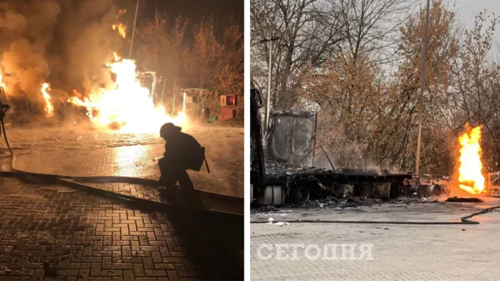 На Харківщині триває пожежа. Фото: колаж "Сьогодні"