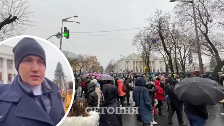 Савченко тоже пришла протестовать. Фото: коллаж "Сегодня"