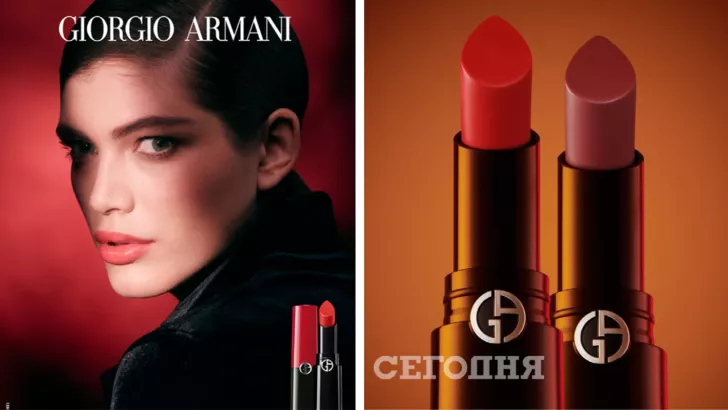 Валентина Сампайо в рекламе губной помады Giorgio Armani