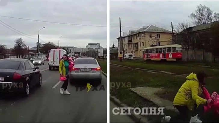 В Харькове пьяная мать уронила ребенка на землю.