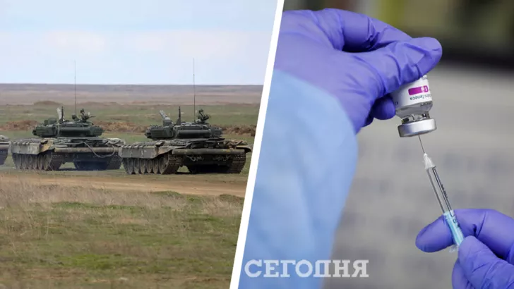 Росія нарощує війська на кордоні з Україною, а МОЗ утилізувало 500 тисяч доз вакцини AstraZeneca/Колаж: Сьогодні