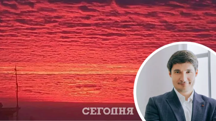 Український політолог Віктор Таран виклав фото червоного неба. Фото: колаж "Сьогодні"