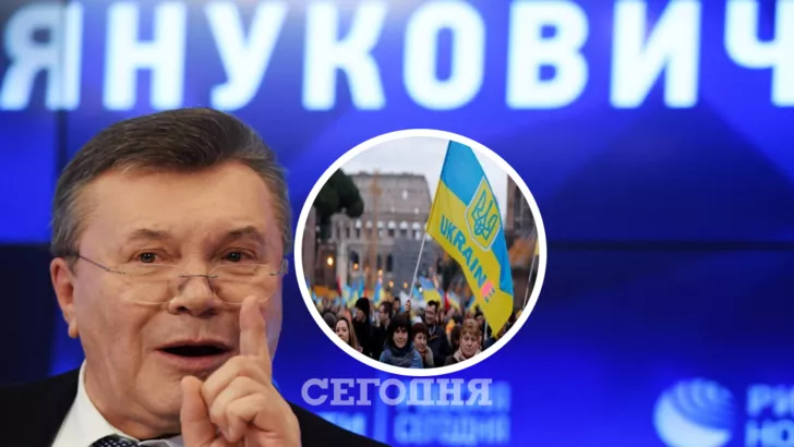 Янукович обратился к украинцам накануне годовщины Майдана. Коллаж "Сегодня"
