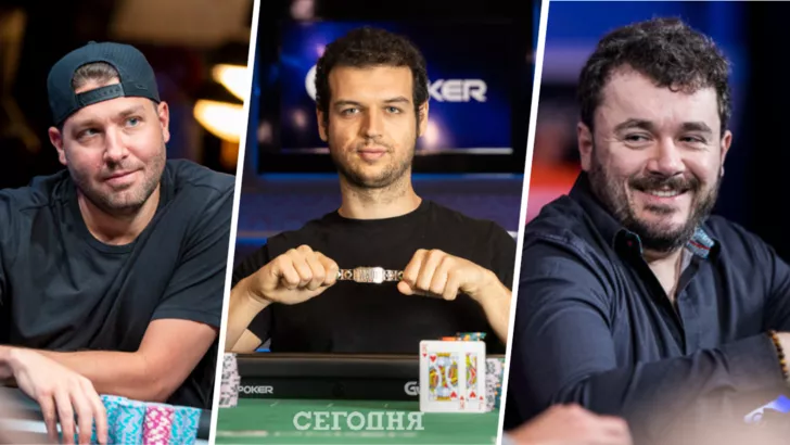 Джеремі Осмус (ліворуч), Майкл Аддамо (у центрі) та Ентоні Зінно (праворуч) вдало провели Світову серію покеру