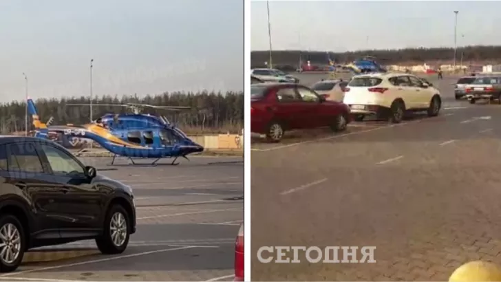 Киевляне утверждают, что вертолет видят на этой парковке не в первый раз.