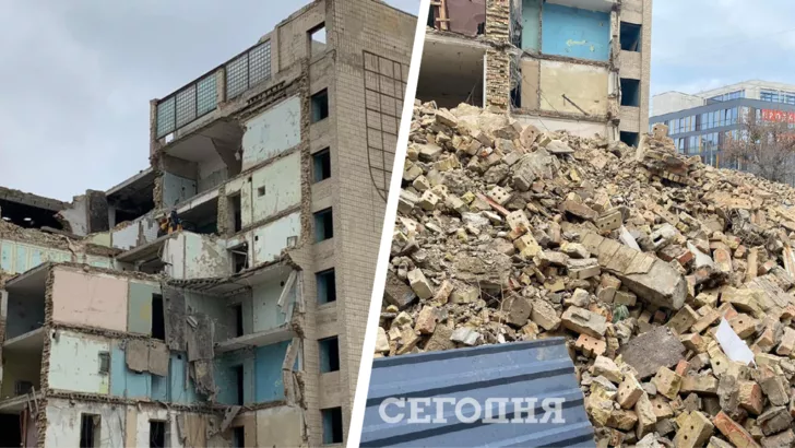 Скандальный демонтаж здания на Печерске. Фото: коллаж "Сегодня"