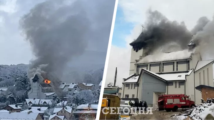 Неподалік Львова спалахнув костел.