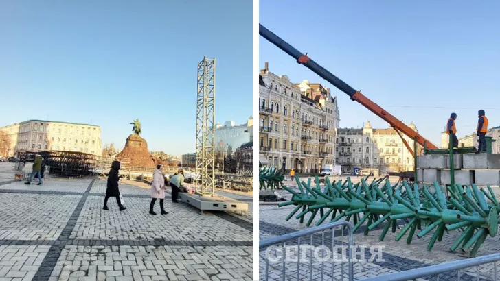На Софійській площі продовжується монтаж новорічної ковзанки