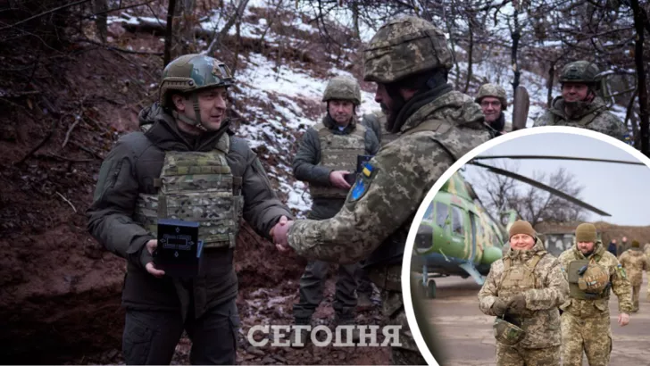 Президент посетил передовые позиции украинских военных на Донбассе. Фото: коллаж "Сегодня"