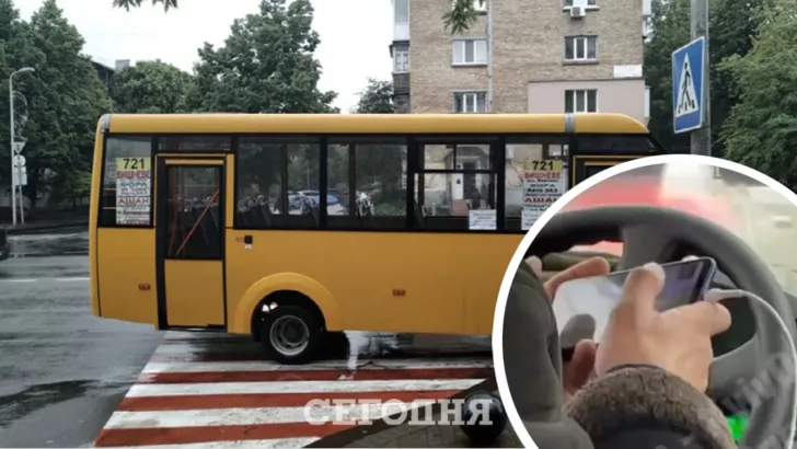 В Киеве маршрутчика заметили за странным делом. Фото: коллаж "Сегодня"